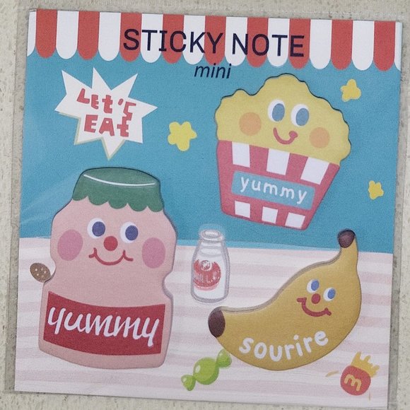 Kawaii Food Banana, Yogurt Drink, & French fries sticky note memo pad notepad - Picture 1 of 1